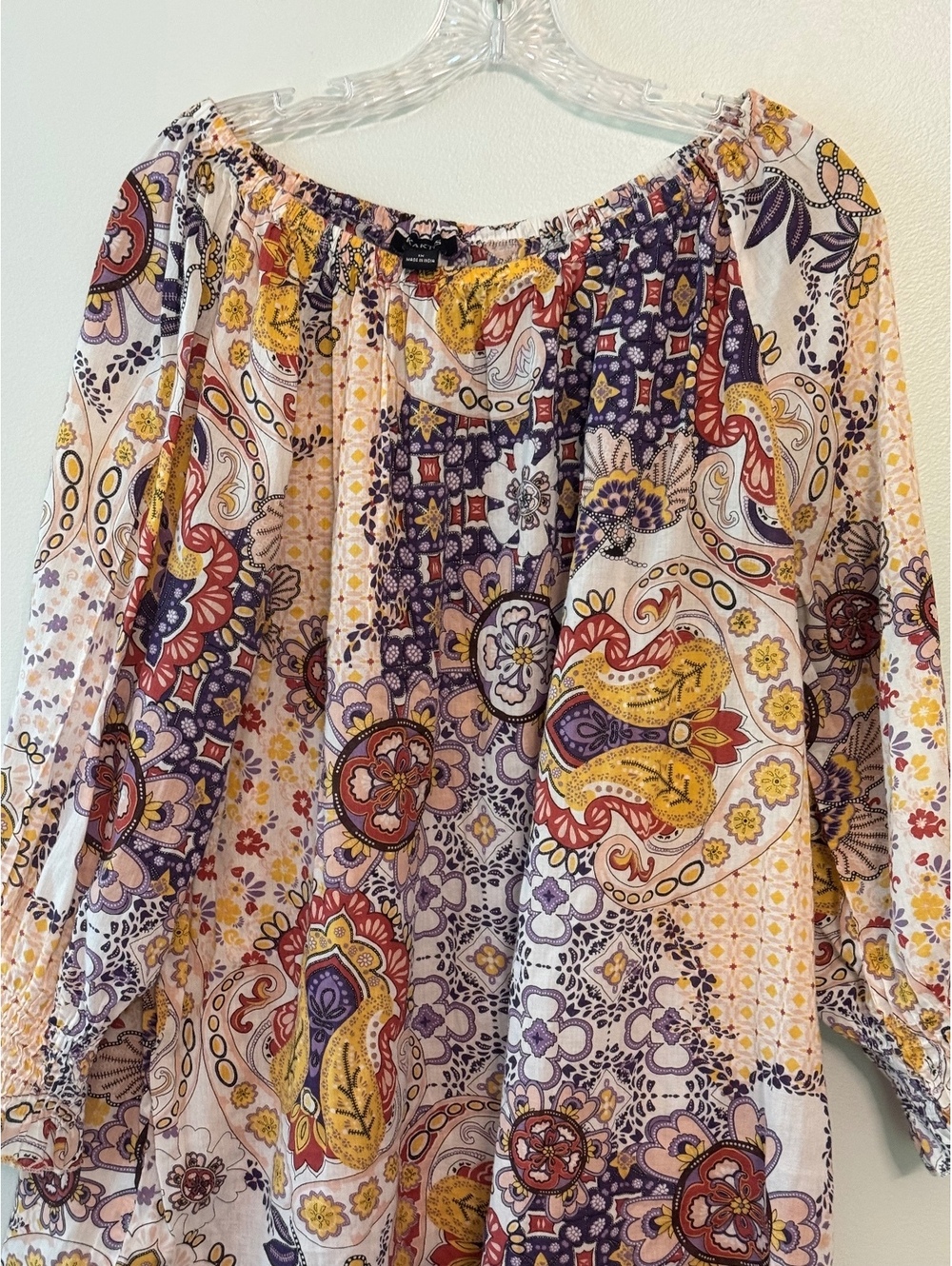 Kaktus 100% Cotton Bohemian Style Off-Shoulder Blouse 1X